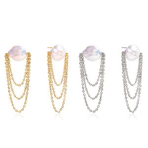 ต่างหูมุกทรงหยดน้ำ สแตนเลส ดีไซน์ทรงเรขาคณิต เหมาะสำหรับใส่ทุกวัน เครื่องประดับสำหรับผู้หญิง - Product Image 5