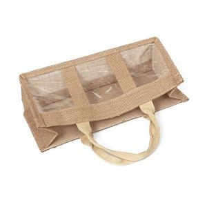 Wholesale Eco-friendly Jute <b>Make</b> <b>up</b> <b>Bag</b> Clear Design with Handles Fashionable and Durable Portable Open Closure - Product Image 2