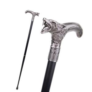Bâton de marche avec poignée tête de loup 93 cm en métal pour cosplay et randonnée - Product Image 1