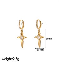 Boucles d'oreilles créoles tendance en acier inoxydable doré PVD, hypoallergéniques, avec breloques étoile de mer et coquillage en zircon cubique, cadeau bijoux