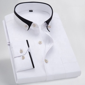 Camisas de vestir ajustadas con cuello doble <span class=keywords><strong>para</strong></span> hombre, blusa Formal de estilo italiano, <span class=keywords><strong>camisa</strong></span> de manga larga con botones, <span class=keywords><strong>azul</strong></span>, informal, de negocios - Product Image 6