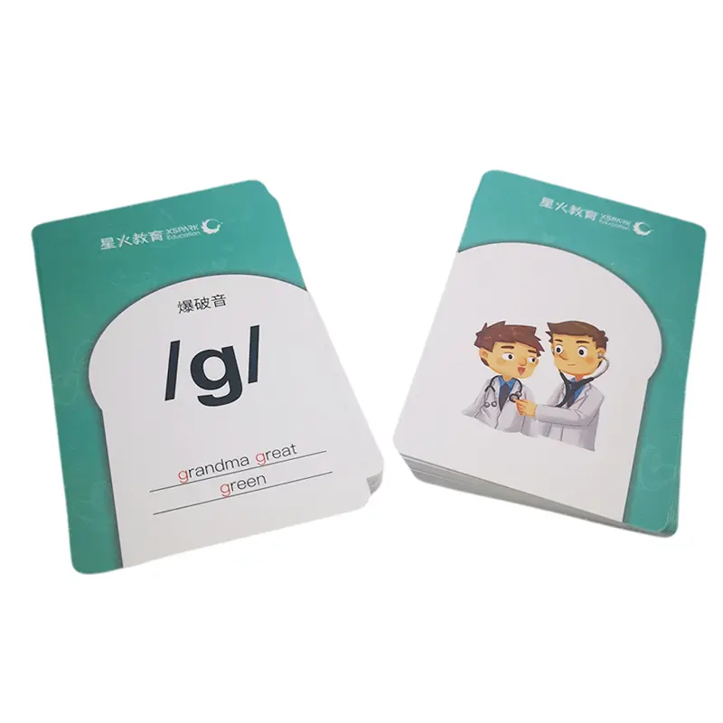 Custom Printed Interesting Alphabet Children Flash Cards Wholesale eco-friendly paper chinese Learning card