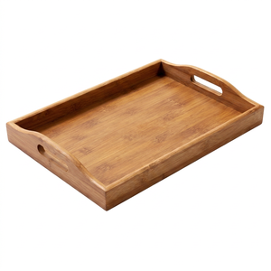 Rectangular Wooden Handicraft Serving Tray with Handles Modern <b>Plant</b> Pattern for Diwali and Wedding Home Dining <b>Table</b> Use - Product Image 1