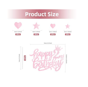 Décoration de gâteau Joyeux 5ème Anniversaire avec des décorations de cupcakes en forme d'étoile scintillante pour la fête de naissance ou l'anniversaire de bébé - Product Image 6