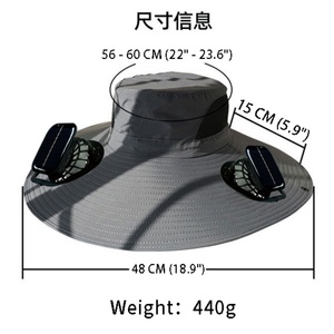 UPF 50+ Modern Straight <b>Umbrella</b> Hat with Manual Adjustable Fan Wide Brim <b>Windproof</b> All-in-One for Outdoor Hiking and Fishing - Product Image 6