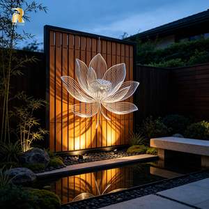 RELONG Large <strong>Silver</strong> Stainless Steel Wall Art Sculpture Metal Lotus Flower Wall Statue Polished Design Traditional Style for Sale - Product Image 5