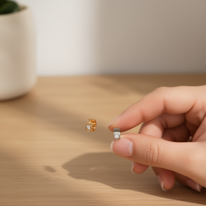 Orecchini a perno in oro, argento, acciaio e cristallo, set da 12 pezzi, minimalisti per l'uso quotidiano - Product Image 3