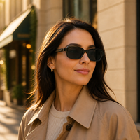 Lunettes de soleil unisexes rétro à monture carrée en acétate transparent, verres marron UV400, branches effet marbre, pour femmes et hommes