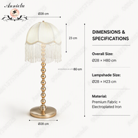 Lampe de table vintage ANNIELU en gros avec pompons, abat-jour perlé doré rechargeable, lumière de centre de table pour mariage, événement, fête, banquet