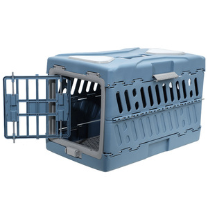 Portable Outdoor Travel Pet Carrier Cages Airline Shipping Approved Plastic Dog Transport Box Pet Cages Bag Carrier And Crates