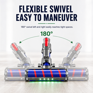 Cepillo de Aspiradora LED Verde al por Mayor, Cabezal de Rodillo Suave Antienredos para Suelos 180 °   Repuesto Giratorio para Limpieza Multisuperficie - Product Image 3