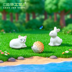 Ornements en résine de petits animaux de dessin animé (Dauphin, Léopard), accessoires cadeaux pour micro-paysages, artisanat de <span class=keywords><strong>chat</strong></span>, de renard et de lapin - Product Image 3