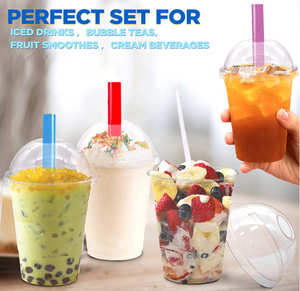 Vasos Transparentes de Plástico para Cócteles y Batidos, Impresión Personalizada, <span class=keywords><strong>Vaso</strong></span> Desechable de PET de 16 <span class=keywords><strong>oz</strong></span> con Tapa - Product Image 2