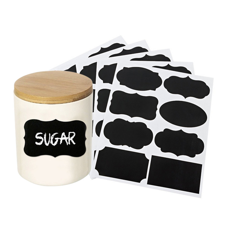 Black removable PVC sticker Jar bottle sticker label home kitchen decor organized label pantry Press tin chalkboard label