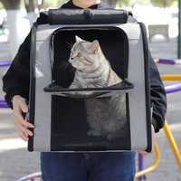 Sac à dos de transport pour animaux de compagnie en tissu Oxford, portable, respirant, grande capacité, design à enroulement, réduit le stress, pour petits chiens et chats jusqu'à 10 kg