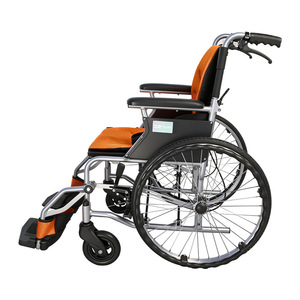 Fauteuil roulant manuel Hubang en alliage d'aluminium, 16 kg, coussin orange, pliable, pour personnes âgées, aide à la mobilité - Product Image 2