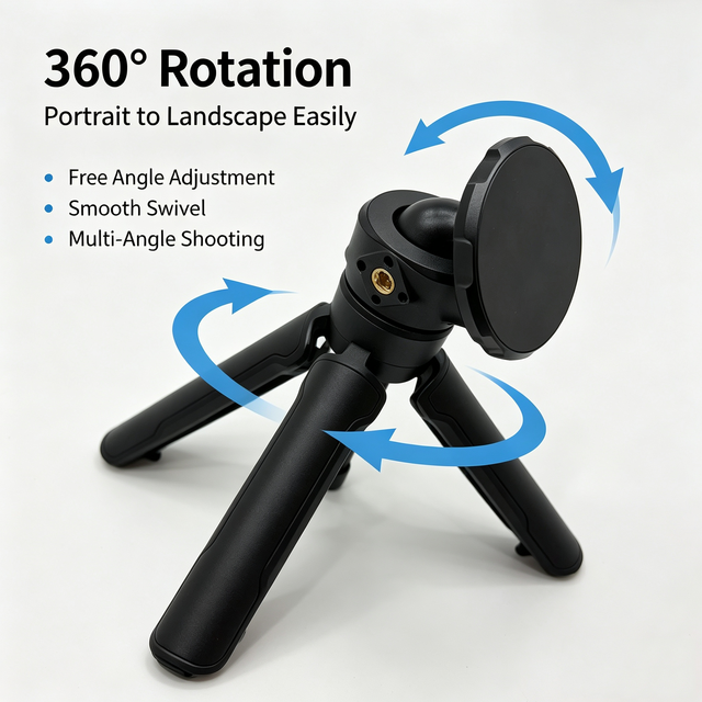MagSafe Magnetic Phone Tripod Mount 1/4" Thread 360 Rotatable N57 Strong Magnet Base