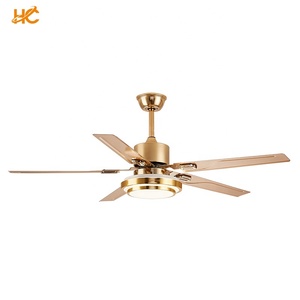 Sang trọng Quạt trần sắt lưỡi Chất lượng cao hiện đại dẫn ánh sáng cơ thể Đèn DC động cơ điều khiển từ xa 3 màu mờ - Product Image 1