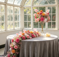Boule de fleurs artificielles Gypsophile et Rose, Composition florale artificielle pour allée de mariage, centre de table, décoration de scène de fête