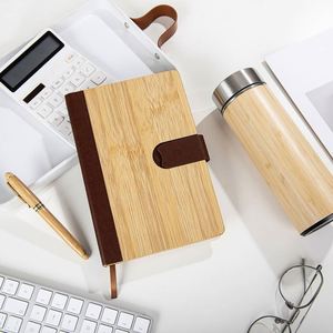Graduation Gifts Stationery Kit With Custom Logo Bamboo Pen Cup A5 Notebook Thread Sewing Saddle Stitching for Green Initiatives - Product Image 4