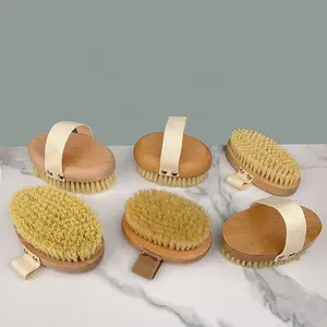 Bath Supplier Custom Logo Wooden Bath Brush Dry Skin Exfoliating Scrub Wooden Body Brush For Shower