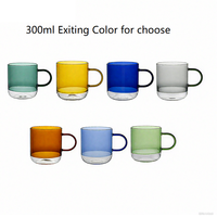 Tasse en verre à café en verre à haute teneur en borosilicate de couleur bicolore de haute qualité en gros
