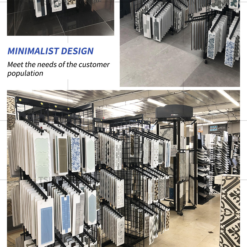 Factory Custom Exhibition Floor Stand Mosaic Display Stand Ceramic Sample Showroom Stone Stand Tile Display Marble Mosaic Rack