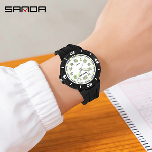 Montre électronique SANDA 6386 pour hommes, montre-bracelet lumineuse étanche avec boîtier transparent, très vendue, pour les élèves du primaire - Product Image 4