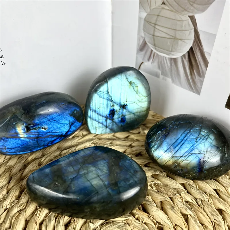 Atacado Alta Qualidade Gem Stones Labradorite Cura Cristal Oval Palm Stone Para Meditação Decoração