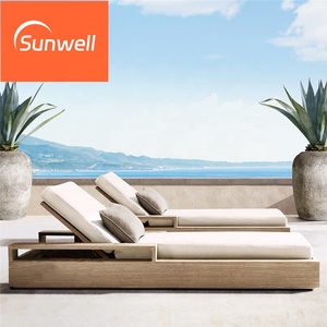 Tumbona de madera de teca de estilo moderno con marco de madera, juegos de salón de jardín para hoteles al aire libre, parques, patios, villas, piscinas - Product Image 5
