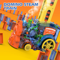 Jouet de train à vapeur Domino amusant et coloré pour enfants, ensemble de blocs Domino, jeu de construction et d'empilage, jeu d'empilage de blocs avec lumière