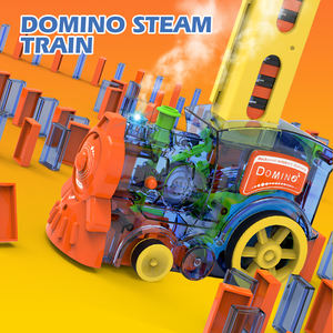 Divertente e Colorato Trenino a Vapore Domino per Bambini, Set di <span class=keywords><strong>Blocchi</strong></span> Domino, Gioco di Costruzione e Impilamento con Luci - Product Image 4