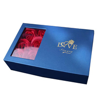Boîte cadeau de luxe à six savons fleur de rose fenêtre PVS feuille d'or usine d'estampage vente en gros bijoux saint valentin collier bague