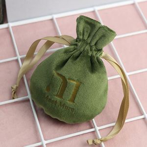 Custom Logo Recyclable Luxury Jewelry Gift Pouch Silk Velvet Round Bottom <b>Drawstring</b> Packaging Bag for Watch Necklaces Gemstone - Product Image 4