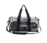 Sac de voyage transparent à double couche, PVC imperméable, léger, grande capacité, sac à main et à bandoulière pour le sport et la salle de sport pour hommes