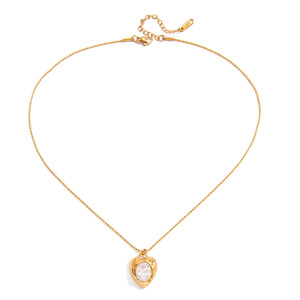 Collar con Colgante de Acero Inoxidable en Forma de Corazón con Engaste de Zirconia Redonda para Regalo - Product Image 5