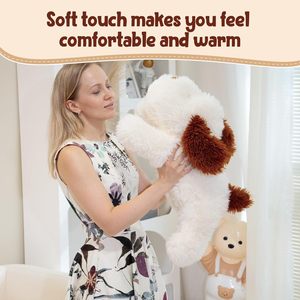 Peluche <span class=keywords><strong>chien</strong></span> Jack beige, adorable et super douce, poupée de confort, cadeau d'anniversaire, rembourrage en coton PP, fourrure longue, compagnon en peluche - Product Image 3