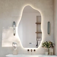 Miroir de maquillage sur pied LED intelligent personnalisé, grand format, décoratif, avec écran LED et interrupteur IR, design moderne mural