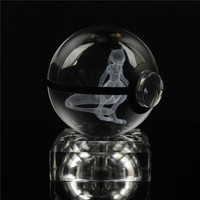 Envío Directo, Bola de Cristal con Grabado Láser 3D de Dibujos Animados, Bola de Cristal LED de Rayquaza, Juguete de Pokébola