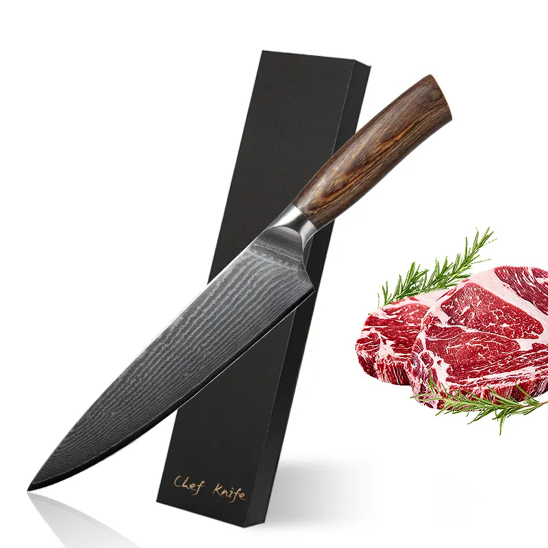 Coltello da cuoco in acciaio damasco con manico Pakkawood professionale VG10 damasco in acciaio da cucina coltello da cucina