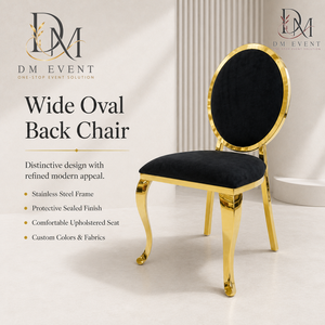 Chaise d'événement ronde en acier inoxydable avec dossier rembourré doré et revêtement noir pour mariages et banquets d'hôtel – Vente en gros de sièges - Product Image 2