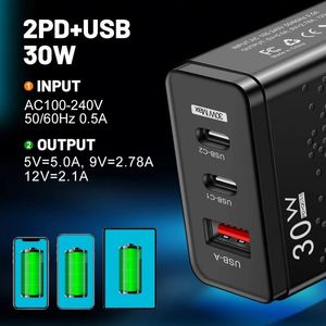 Chargeur de téléphone LED USB+PD Type-C multi-ports pour les normes de voyage US/EU/UK - Product Image 2