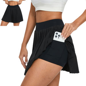 Yazlık Kadın Antibakteriyel Kırışmaz Düşük Bel Dar Kesim Açık Hava Koşu Fitness Takımları Pileli Etek Cepli - Product Image 2