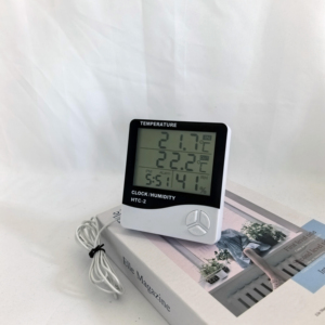 <b>Digital</b> LCD Thermo-Hygrometer Temperature Humidity Monitoring Mural Indoor/Outdoor Electronic Time <b>Clock</b> - Product Image 3