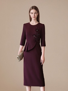 Artı boyutu Midi önlük <span class=keywords><strong>2025</strong></span> bahar zarif kadın 3/4 kollu Peplum bel çiçek dekor kokteyl parti elbiseler - Product Image 3