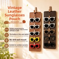 Porte-lunettes en cuir à suspendre, support mural en cuir pour lunettes de soleil, sans perçage, organisateur de lunettes à fixer derrière la porte