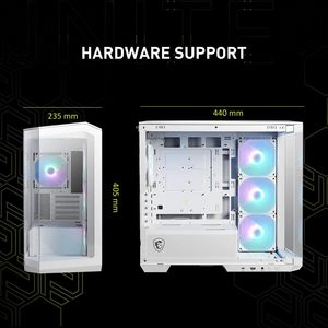 Vỏ <span class=keywords><strong>case</strong></span> máy tính chơi game MSI MAG PANO 100L PZ WHITE PLUS cao cấp, dạng tháp giữa, mặt bên kính cường lực, quạt ARGB 120mm, màu trắng - Product Image 2