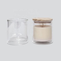 Pot à bougie en verre à double paroi en borosilicate transparent 10oz 300ml vide unique de luxe avec couvercle