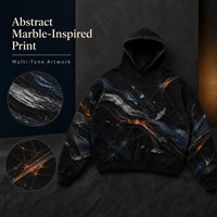 Sweat à capuche noir Original Moss Utility Patch, style streetwear avec appliqué abstrait, pull-over respirant 100 % polyester pour le printemps