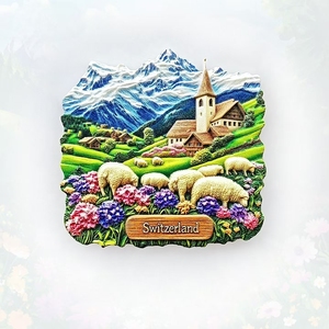 Aimant de réfrigérateur personnalisé <span class=keywords><strong>Suisse</strong></span>, paysage alpin, aimant 3D, autocollant magnétique, souvenir de voyage, cadeau, décoration de la maison - Product Image 1